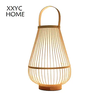 Японская настольная лампа, плетеная из бамбука, Китайская спальня, кабинет, гостиная, Бамбуковая лампа, Zen B & B, Чайная комната, фонарь, ночник