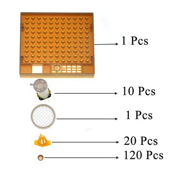 1 КОМПЛЕКТ Системы комплектов для выращивания пчел Пластиковый Культивационный ящик Принадлежности для пчеловодческой фермы Защитные Клетки Чашка-ловушка Коричневая ячейка