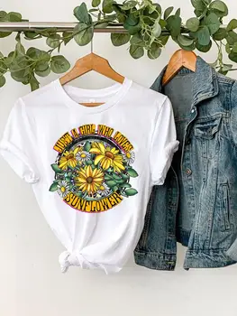 Акварельный цветочный тренд 90-х, футболка с коротким рукавом и принтом, женская повседневная одежда, Летние модные футболки с графическим рисунком
