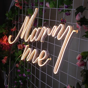 Неоновая вывеска Marry Me с теплым белым светодиодным неоновым светом, управляемые через USB акриловые буквы, неоновые вывески, декор стен для вечеринки в честь годовщины свадьбы
