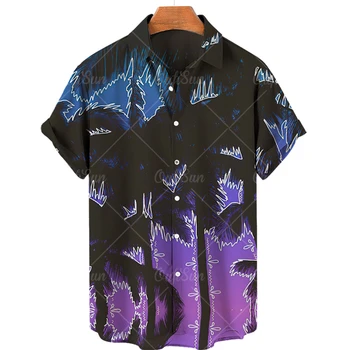 Новая мужская одежда, летние легкие гавайские рубашки с коротким рукавом, повседневные модные рубашки с V-образным вырезом, свободные уличные топы