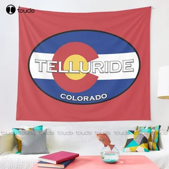 Теллурид, Колорадо!  Дизайн государственного флага! Гобелен, гобелен, большое одеяло, гобелен, покрывало для спальни, настенное покрытие