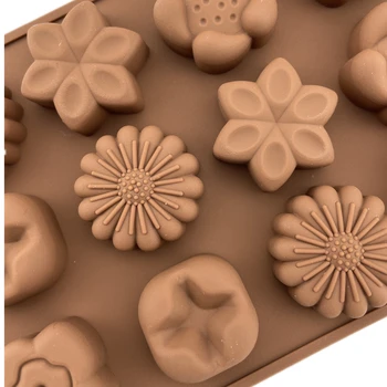 15 полых новых цветов, формы для шоколада, выпечки конфет, украшения для кексов, форма для торта 3D