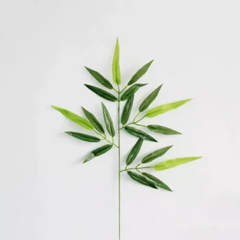 Ветки зеленого искусственного бамбука, листья шелковой ткани, искусственные растения для украшения свадьбы, домашнего офиса, Декоративные листья