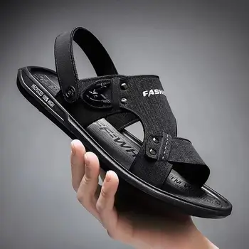Сандалии для мужчин, лето 2023, новый стиль ношения, пляжная обувь двойного назначения для мужчин, повседневные сандалии для пап среднего возраста