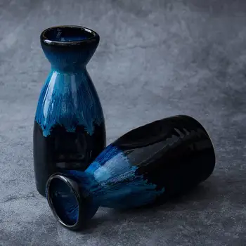 Японская Керамическая Печь Для Обжига Винных Чашек Blues 1 Бутылка Вина Набор из 4 Чашек Коммерческий Винный Набор Винная Кружка