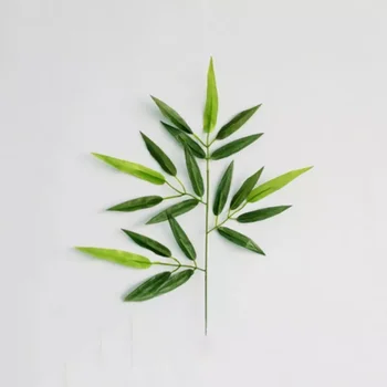 Ветки зеленого искусственного бамбука, листья шелковой ткани, искусственные растения для украшения свадьбы, домашнего офиса, Декоративные листья