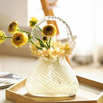 Высококачественные изысканные стеклянные сумки, ваза, Стеклянная корзина для цветов, мягкая мебель для гостиной, украшения для дома, цветочные композиции.