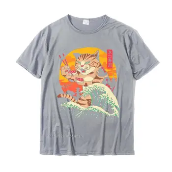Футболка Neko Sushi Wave, футболка премиум-класса, молодежные облегающие топы, хлопковые футболки Geek