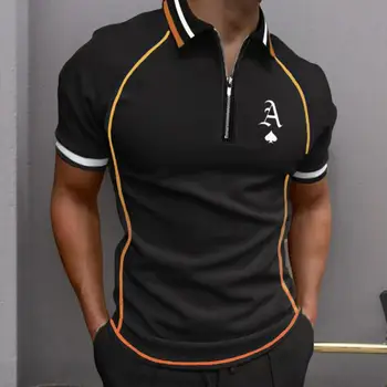 Классическая футболка с мягкой текстурой, тонкая рубашка с коротким рукавом, мужская деловая рубашка с вырезом на молнии, впитывающая пот