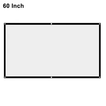 Складной проекционный экран 16:9, Портативная белая шторка для проектора 60/72/84/100 \ 