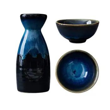 Японская Керамическая Печь Для Обжига Винных Чашек Blues 1 Бутылка Вина Набор из 4 Чашек Коммерческий Винный Набор Винная Кружка