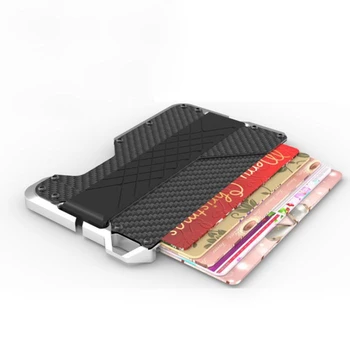 Кошелек EDC с металлическим зажимом, Алюминиевые Металлические Держатели кредитных карт с блокировкой RFID, минималистичные кошельки для карт из натуральной кожи для мужчин и женщин
